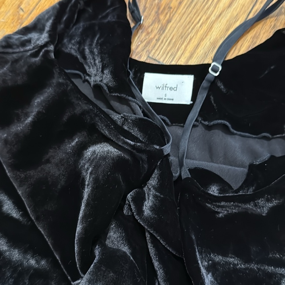 Aritzia Wilfred Velvet Michelet Slip Dress midi black with silk size S - Picture 4 of 6